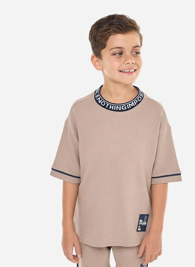 victor and jane Victor And Jane Boys Brown Textured Knit T-Shirt and Shorts Set