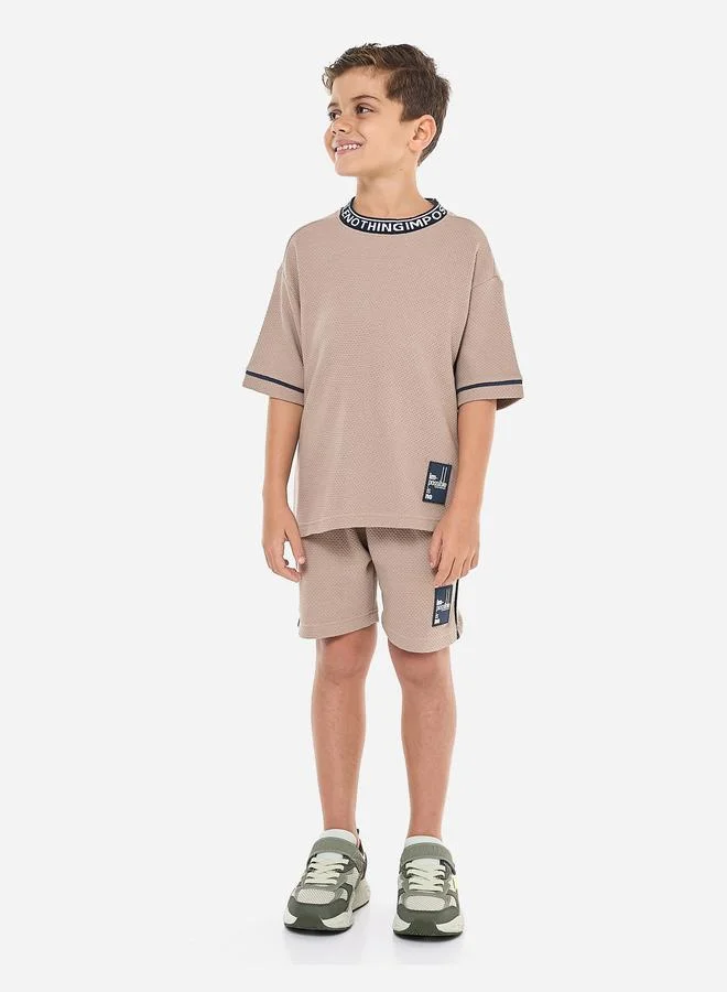 victor and jane Victor And Jane Boys Brown Textured Knit T-Shirt and Shorts Set