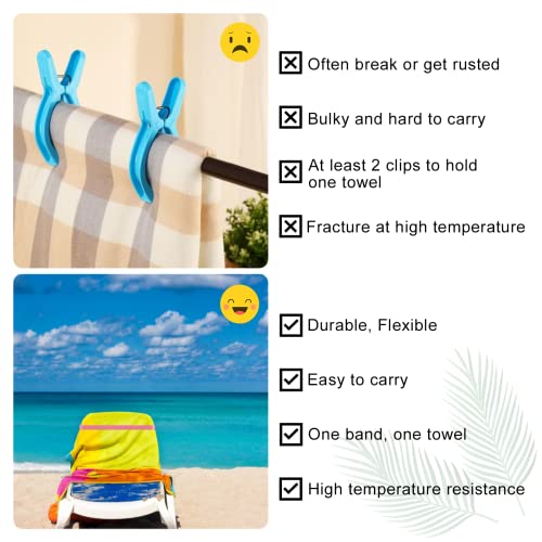 Matenf 4 Pack Towel Bands, Towel Bands for Beach Chair, Rubber Towel Clips for Pool Chair, Must Haves Beach & Cruise Accessories, Towel Holder for Cruise Chairs, Alternatives for Towel Clips, Pink - Image 5