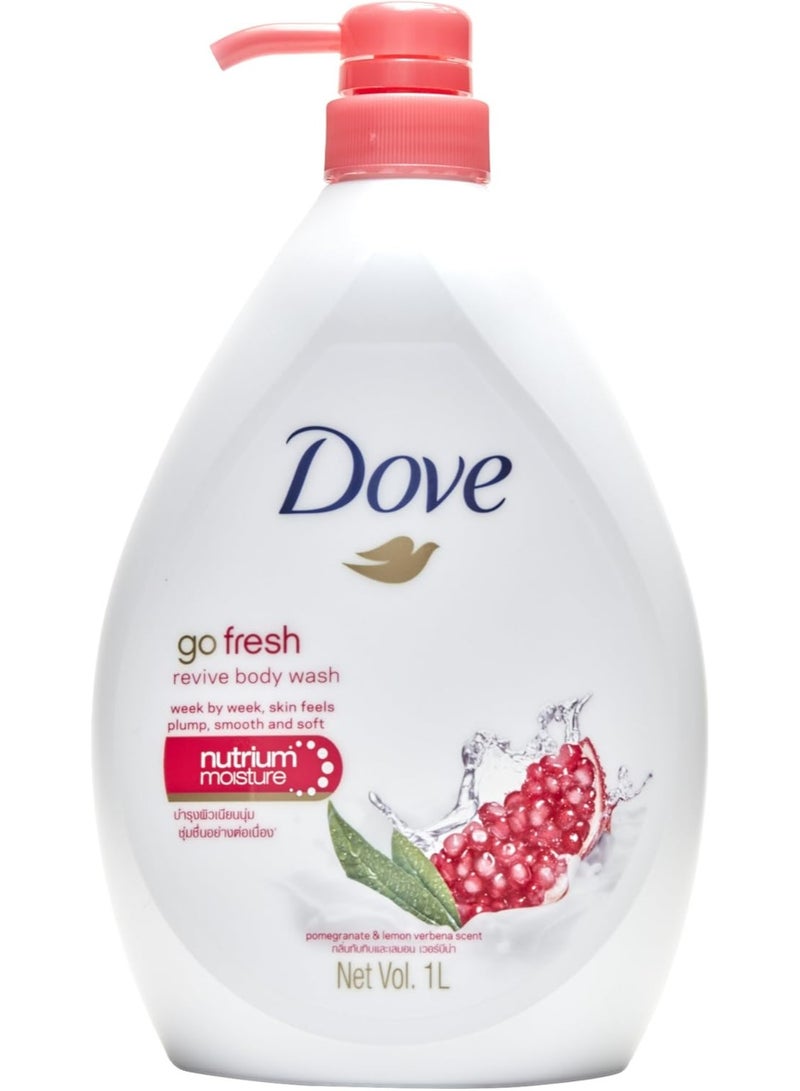 دوف غسول الجسم Dove Go Fresh Revive – برائحة الرمان والليمون فيربينا، 1 لتر - Image 1