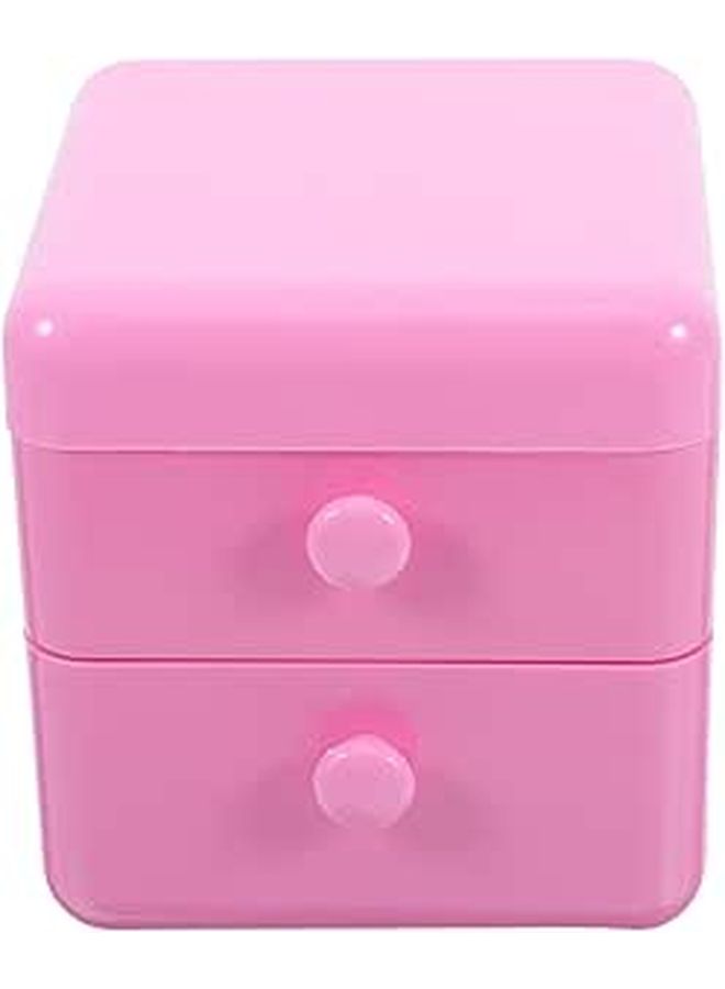 Pink Jewelry Organizer Box With Lid For Rings Necklaces Small Storage - Image 1
