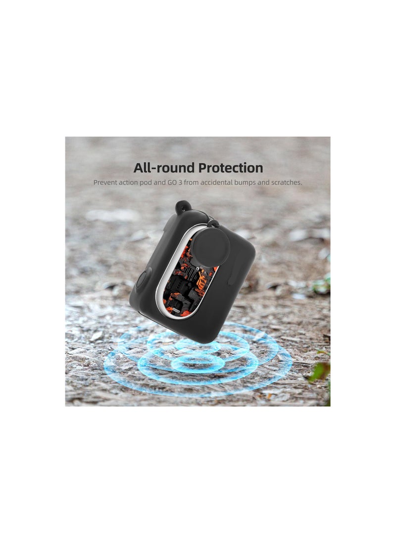 Generic Silicone Camera Lens Cover for Insta360 Go3 - Protective Case with Lanyard, Anti-Scratch Skin, Fully Wrapped Host Lens, Waterproof for Travel and Sports (Black)  - Image 3