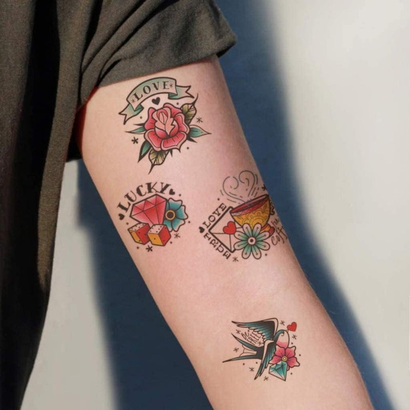 CARGEN Cool Classic Temporary Tattoos - Skull Sword Bird Rose Script Sailor Diamond Old School Traditional Realistic Temporary Tattoos Fake Tattoos Great for Adults Women Men Kids on Arm Leg Face - Image 3