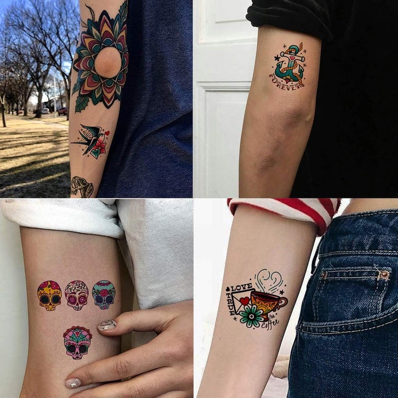 CARGEN Cool Classic Temporary Tattoos - Skull Sword Bird Rose Script Sailor Diamond Old School Traditional Realistic Temporary Tattoos Fake Tattoos Great for Adults Women Men Kids on Arm Leg Face - Image 5