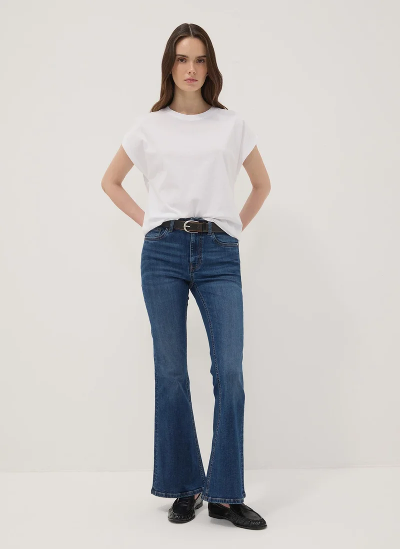 او في اس OVS White Pure Cotton Short-Sleeve T-Shirt, Regular Fit