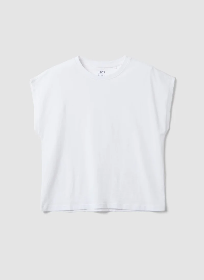 Ovs  OVS White Pure Cotton Short-Sleeve T-Shirt, Regular Fit for Women | Best Price UAE