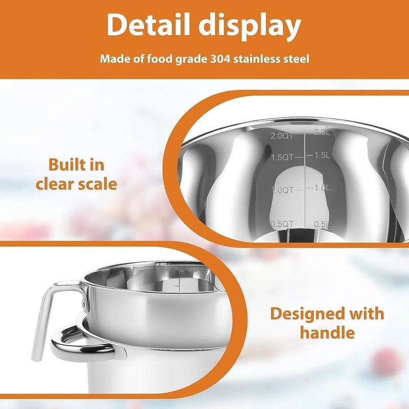 predolo Double Boiler Pot Set Mixing Bowl Temperature Resistant Melting Chocolate - Image 3