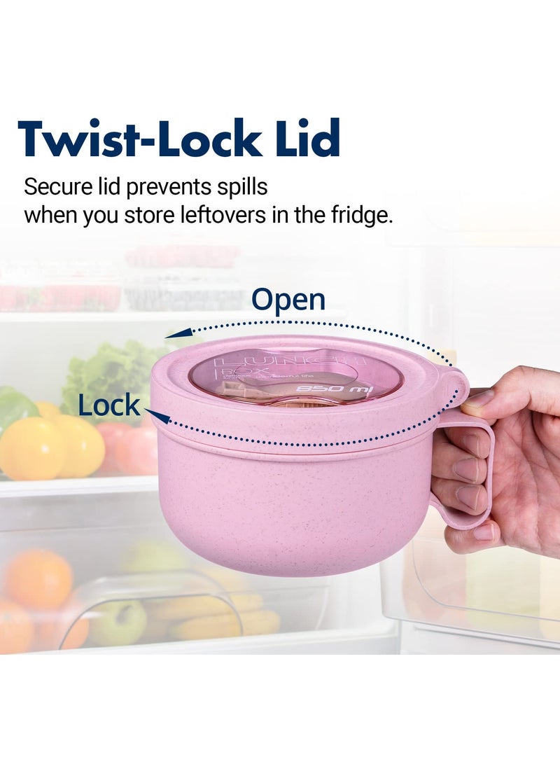 SOLARAE Microwave Ramen Bowl Cooker With Lid, Food Grade  Instant Noodle Bowl Soup Bowl Bpa Free for Office College Dorm Room Microwave Instant Cooking (850ml Pink) - Image 4