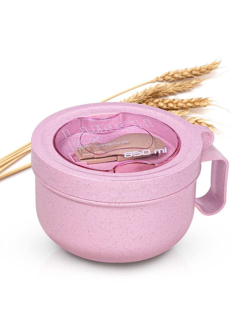 SOLARAE Microwave Ramen Bowl Cooker With Lid, Food Grade  Instant Noodle Bowl Soup Bowl Bpa Free for Office College Dorm Room Microwave Instant Cooking (850ml Pink) - Image 1