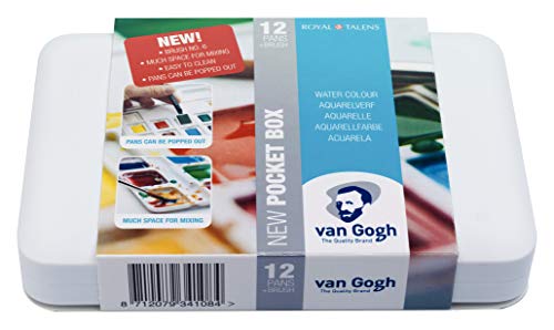 Van Gogh Watercolor Paint Set, Plastic Pocketbox, 12-Half Pan General Selection - Image 1