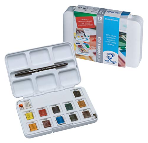 Van Gogh Watercolor Paint Set, Plastic Pocketbox, 12-Half Pan General Selection - Image 2