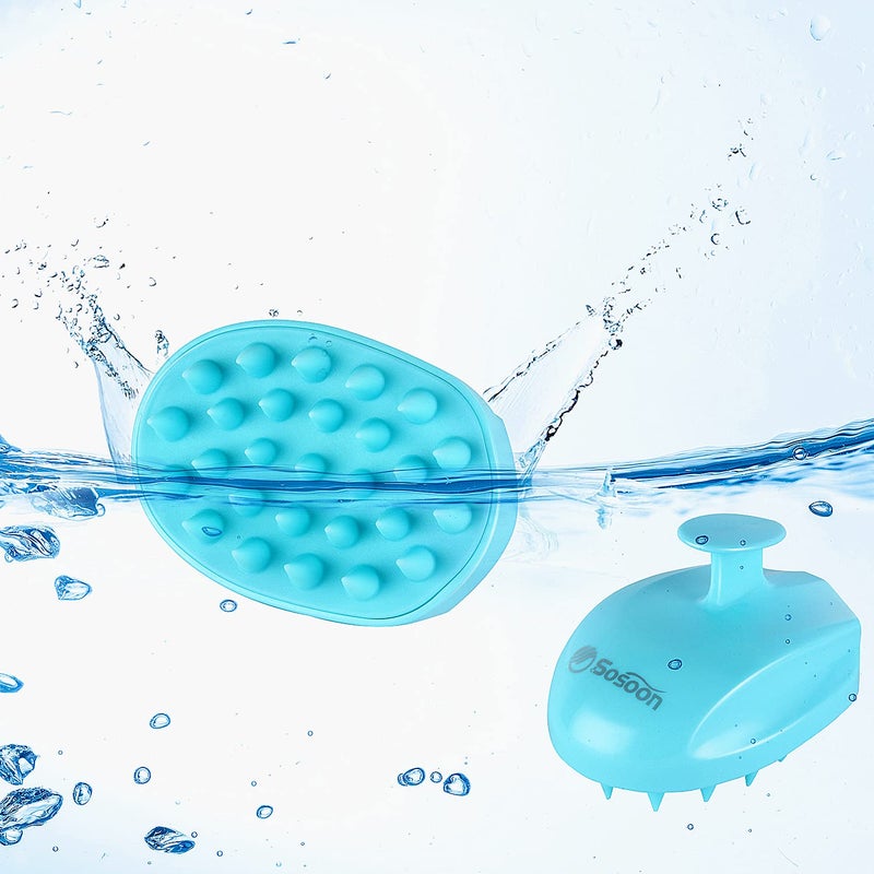Sosoon Scalp Massager Shampoo Brush, Hair Scalp Scrubber Shower Hair Brush Head Massager for Stress Relax Hair Growth, Dandruff Brush Scalp Exfoliator for Women Men Kids Pets, Blue - Image 3