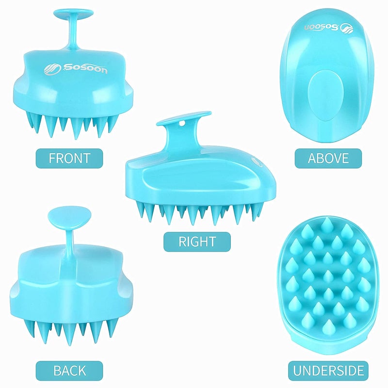 Sosoon Scalp Massager Shampoo Brush, Hair Scalp Scrubber Shower Hair Brush Head Massager for Stress Relax Hair Growth, Dandruff Brush Scalp Exfoliator for Women Men Kids Pets, Blue - Image 2
