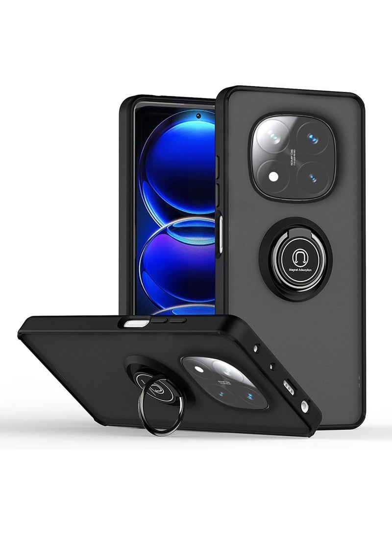 حافظة لهاتف Xiaomi Redmi Note 14 Pro 5G نسخة دوارة بحلقة معدنية وغطاء مسند مغناطيسي للسيارة وحامل مضاد للصدمات من مادة TPU لهاتف Redmi Note 14 Pro 5G - Image 1