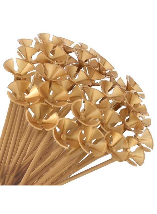 PP OPOUNT 35 PCS Balloon Sticks, 12.6 inches Gold Balloon Sticks with Cups, Plastic Balloon Sticks for Birthday, Party, Anniversary, Wedding Decoration, Balloon Sticks for Centerpieces - Image 1