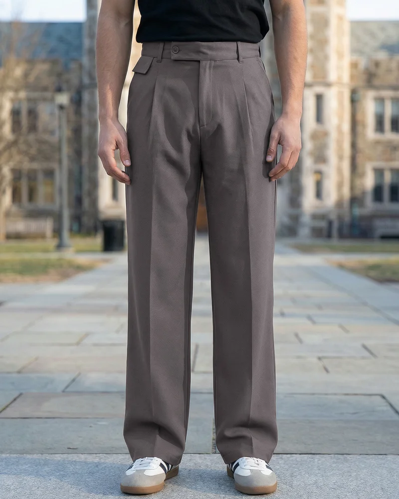 Men's Dark Grey Loose Fit Korean Pants