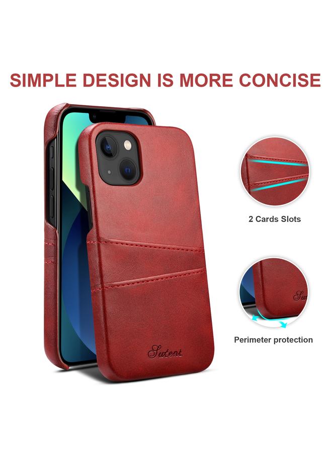 Suteni Case For iPhone 14 Calf Texture Card Slots Phone Case - Image 4