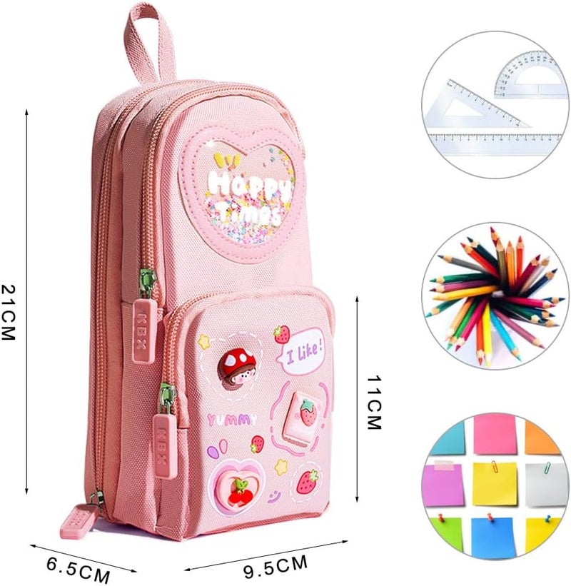 اسرلي وايت حافظة أقلام جميلة مع مقصورات، حقيبة أقلام لطيفة خاصة - Image 2