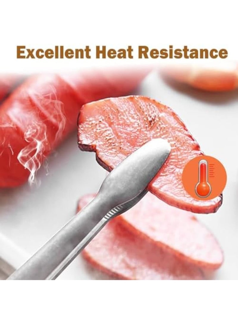 SYOSI 2-Pack Stainless Steel Kitchen Tongs with Wooden Handle, Walnut Food Tongs for BBQ, Grilling, Frying, Salad Plating, Steak, and Cooking ，Multi-Purpose clip，Non-Slip(9.5") - Image 4