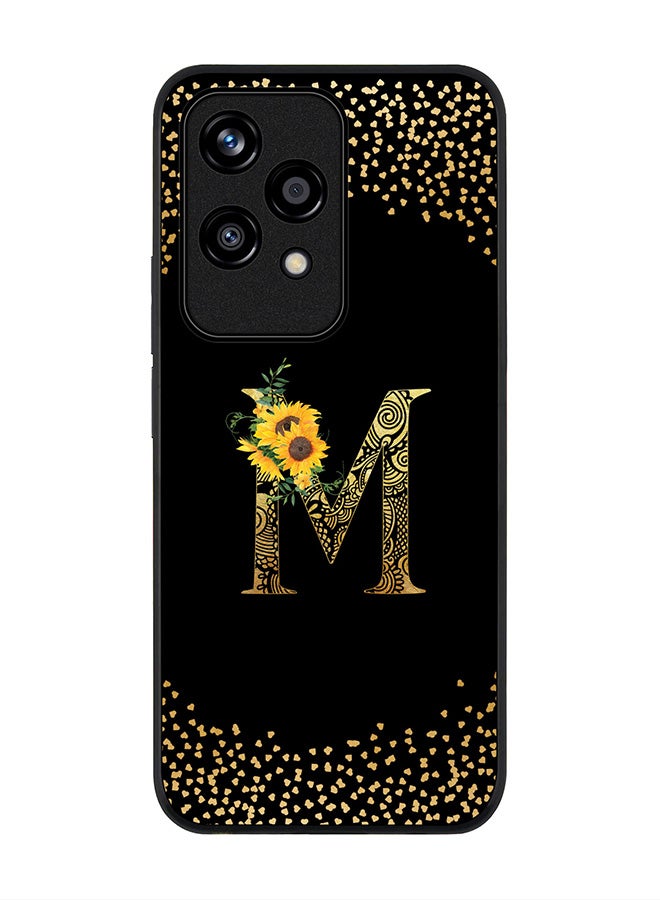 Stylizedd Rugged Black edge case for Honor 200 Lite, Slim fit Case Flexible Cover - Custom Monogram Initial Letter Floral Pattern Alphabet - M ( Black ) - Image 1
