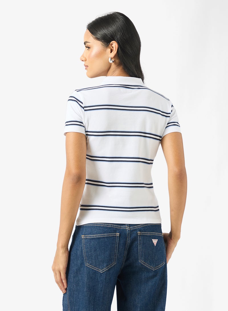 جس قميص بولو مخطط بتفاصيل شعار - Image 2