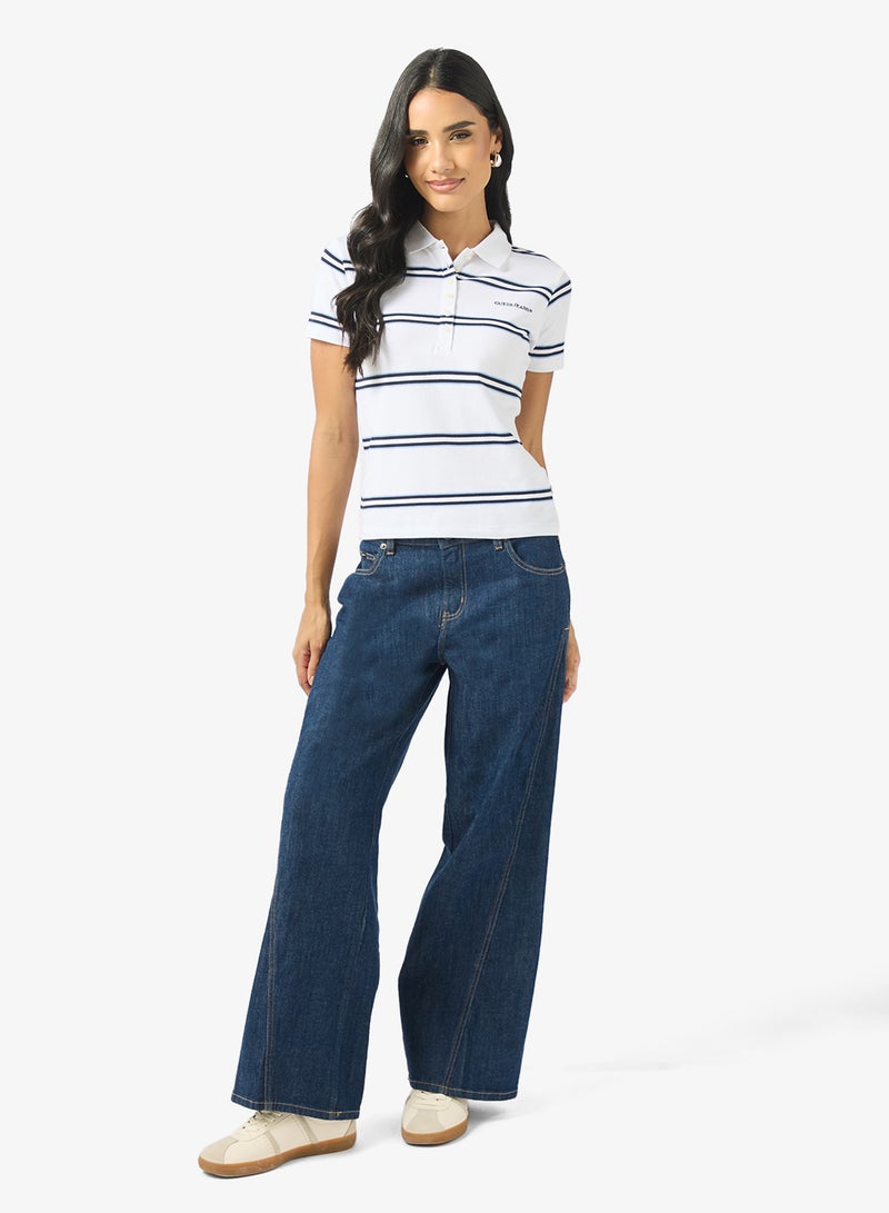 جس قميص بولو مخطط بتفاصيل شعار - Image 4