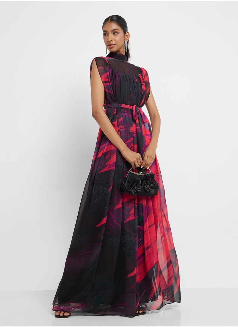 Virgos Lounge Printed High Neck Dress  - Image 1