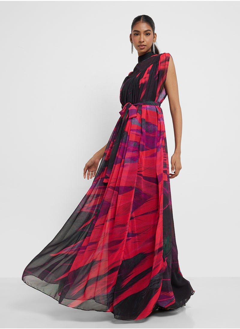 Virgos Lounge Printed High Neck Dress  - Image 4