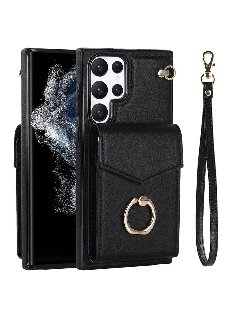 Samsung Galaxy S23 Ultra Case, S23 Ultra Protectorwith Wallet Case Card Holder Leather  360°Rotation Ring,S23U Back Cover with Kickstand Protective Bumper ,Designed for Samsung Galaxy S23 Ultra  - Image 1