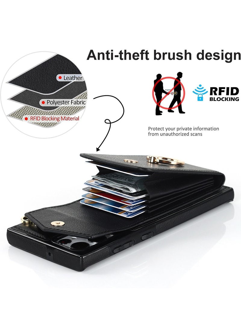 Samsung Galaxy S23 Ultra Case, S23 Ultra Protectorwith Wallet Case Card Holder Leather  360°Rotation Ring,S23U Back Cover with Kickstand Protective Bumper ,Designed for Samsung Galaxy S23 Ultra  - Image 2