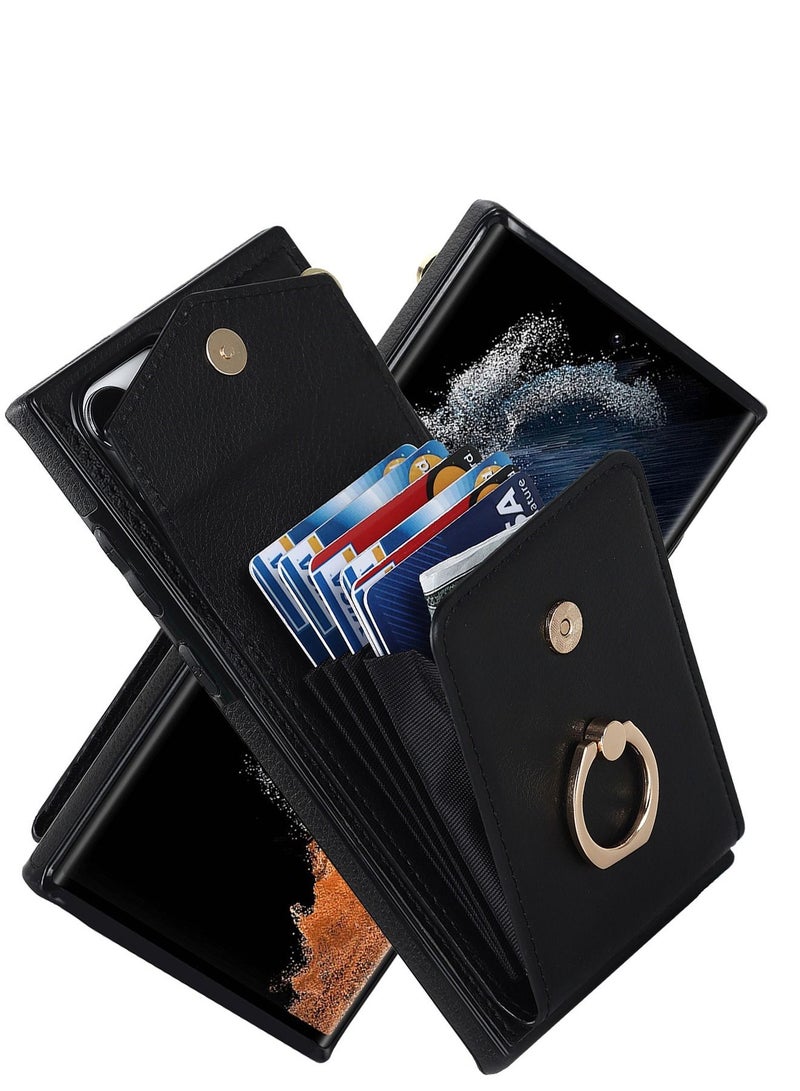 Samsung Galaxy S23 Ultra Case, S23 Ultra Protectorwith Wallet Case Card Holder Leather  360°Rotation Ring,S23U Back Cover with Kickstand Protective Bumper ,Designed for Samsung Galaxy S23 Ultra  - Image 3