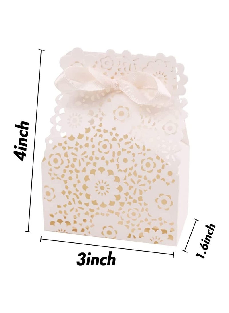 SOLARAE Party Favor Box, Floral Favor Boxes, 50PCS Mini White Paper Laser Cut Gift Candy Box, Wedding European Hollow Candy Box for Bridal Shower Baby Birthday Party - Image 5