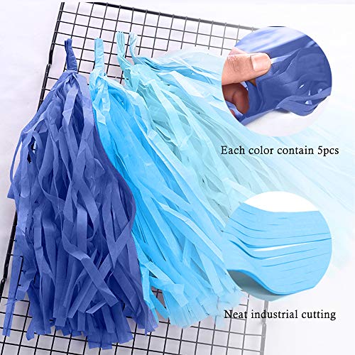 Binpeng Blue Tissue Paper Tassel DIY Hanging Paper Decorations Party Garland for Party, Wedding, Festival, Baby Shower - 20PCS (ROYAL BLUE 35CM) - Image 3