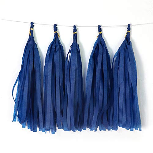 Binpeng Blue Tissue Paper Tassel DIY Hanging Paper Decorations Party Garland for Party, Wedding, Festival, Baby Shower - 20PCS (ROYAL BLUE 35CM) - Image 1