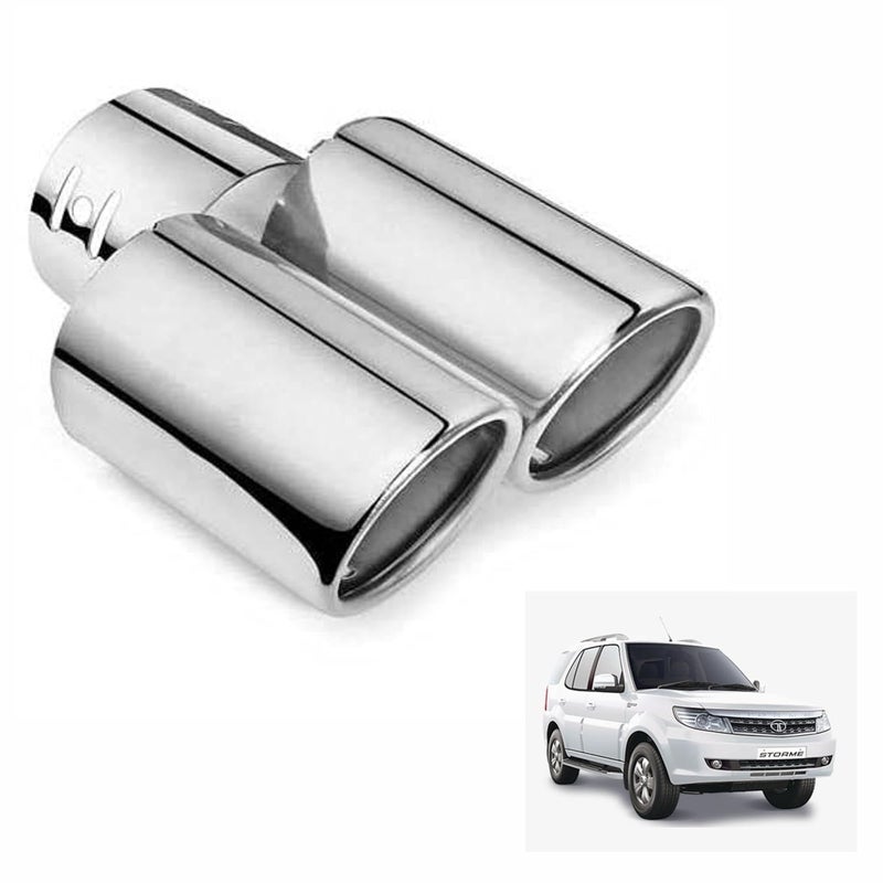 Asryd Dual Silencer Exhaust Tip Pipe Rustproof Stainless Steel Muffler Tail End Outlet 1Pcs For Tata Safari Storme