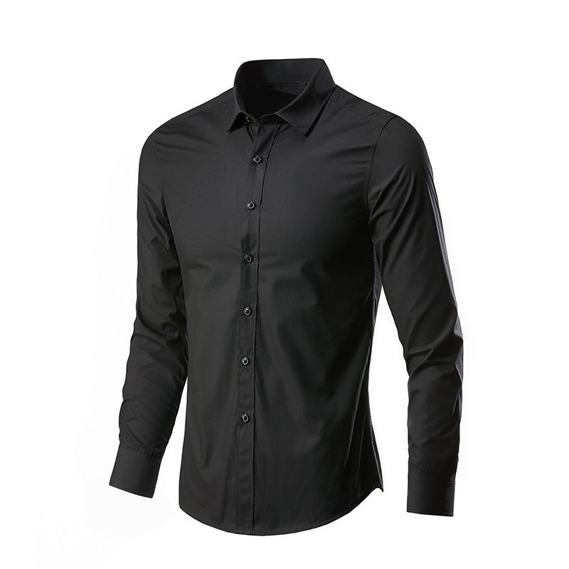 Black Shirt Long-Sleeved Slim-Fit Dress Business Professional Fashion Work Shirt Casual All-Match Thin Simple Shirt - Image 5