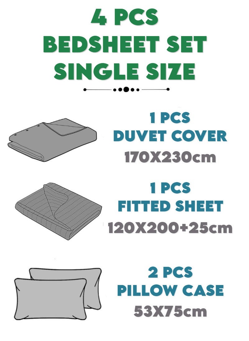 Blueberry 4 Pieces Single Size Duvet Cover Set - Image 5