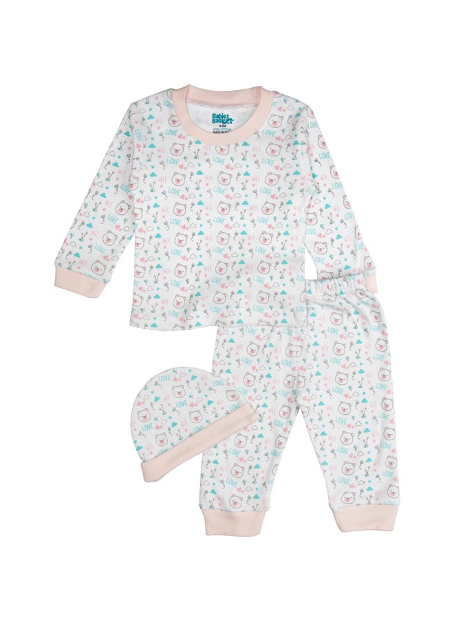 Babies Basic 7 Piece Unisex 100% Cotton Gift Set Include Bib, Blanket, Mitten, Cap, Romper, Top And Bottom Set, Pink  - Image 5
