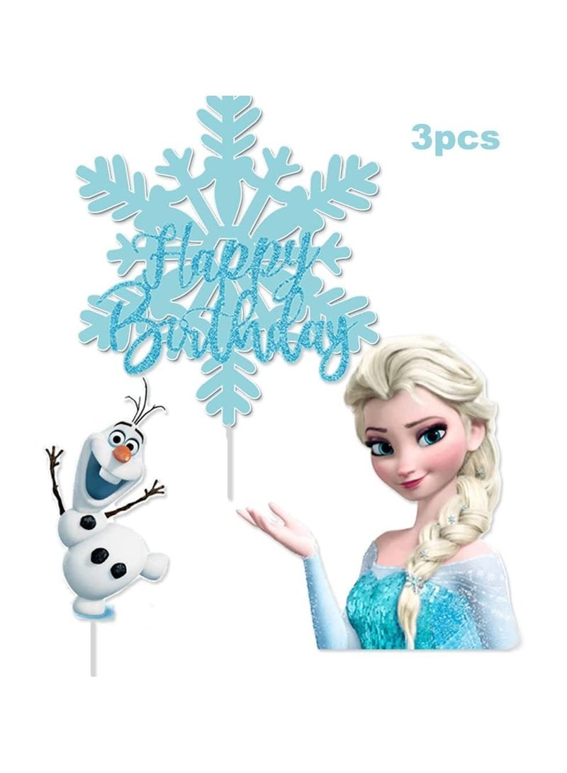 Happy Frozen Birthday Elsa Cake TopperLarge Frozen Cake Winter Princess Birthday Supplies Snowflake Cartoon Theme Cake Decoration For kids - Image 2