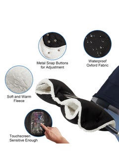 Excefore Stroller Hand Gloves, Baby Stroller Gloves Thick AntiFreeze Mittens Hand Warmer, Universal Warm Winter Gloves Water Repellent Pram Hand Gloves With Touch Screen Phone Bag For Cold Weather, Black  - Image 2
