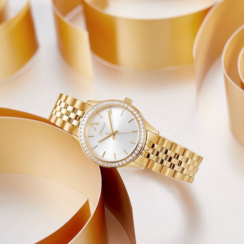 TRNDA Women's Watch with Gold Stainless Steel Case and Gold Stainless Steel Band - Image 5