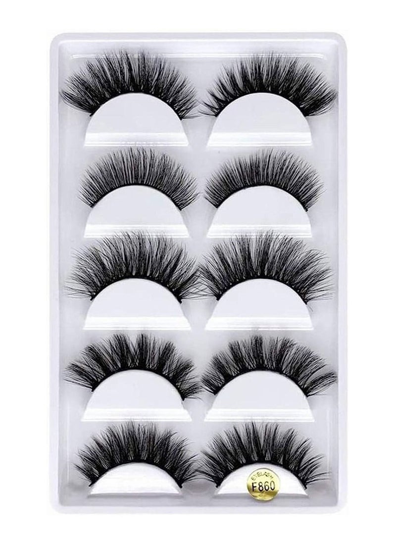 أوريتي 5 أزواج مختلفة من الرموش السميكة الطويلة القابلة لإعادة الاستخدام لتوسيع الرموش المكياج، يدويا طبيعية مظهر دراماتيكي الرموش - Image 1