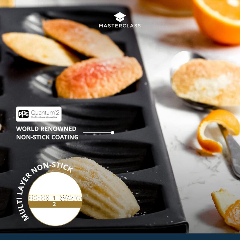 Master Class MasterClass Madeleine Tray with PFOA Free Non Stick, Robust 1mm Carbon Steel, 12 Hole Cake Mould, 40x 20 cm, Grey - Image 5