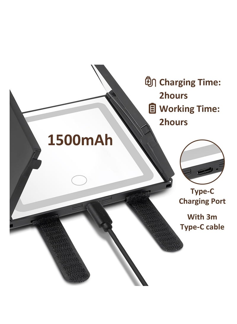 Loquat Car Sun Visor Vanity LED Mirror with 3 Lights Modes Foldable and Rechargeable Super long standby Zoomable 2-3x Dimmable Easy to Install Touch Screen Rearview Sun-Shading Mirror for Car Truck SUV - Image 4