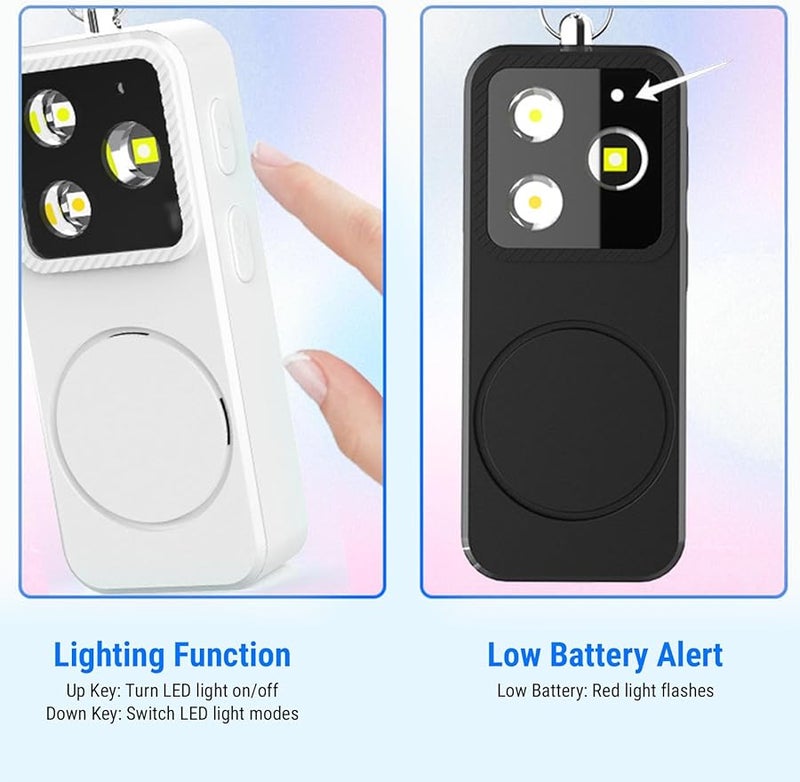 Asixxsix 150dB Personal Safety Alarm Keychain USB Rechargeable Type C White - Image 3