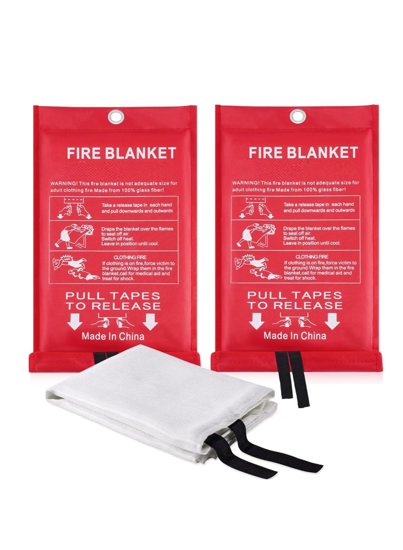 Emergency Fire Blanket for Home Kitchen -2 Pack Safety Fiberglass Fire Blankets Suppression Flame Retardant Great for School, Fireplace, Grill, Car, Office, Warehouse(1m × 1m) - Image 1