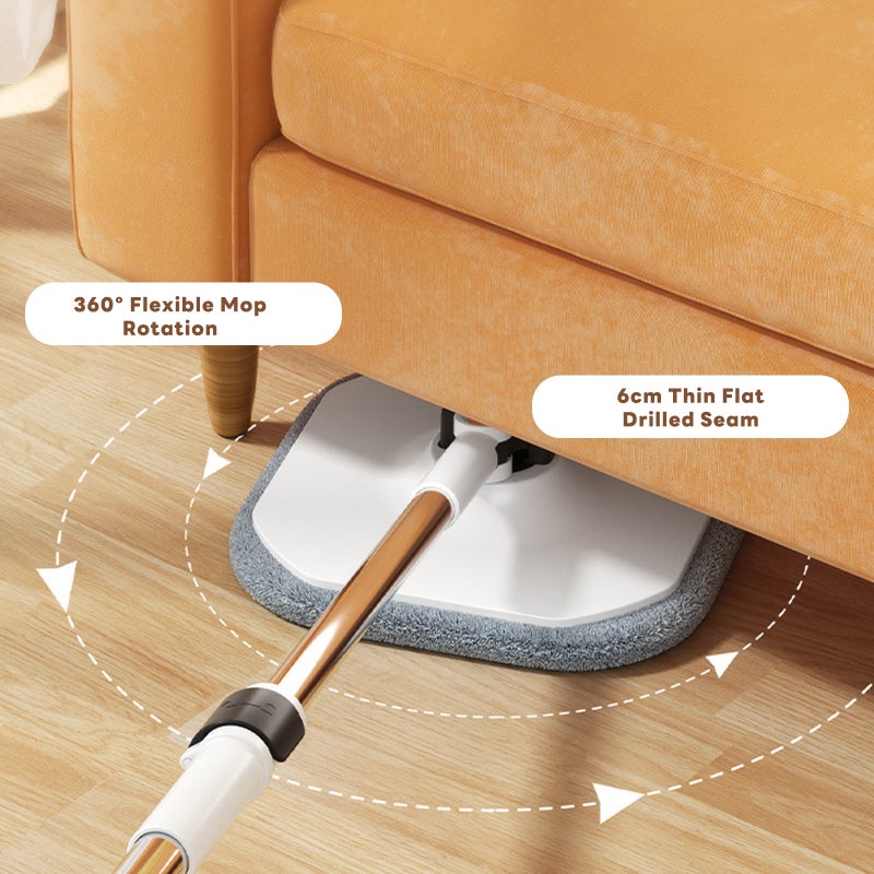 شاربدو أداة تنظيف الأرضيات المنزلية - ممسحة دوارة مع دلو وقطعتي قماش وارتفاع ممسحة قابل للتعديل - Image 5
