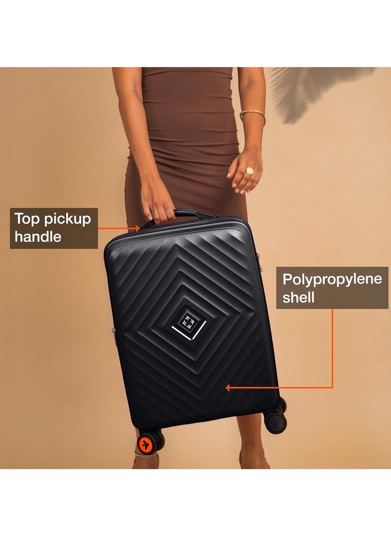 nasher miles Nasher Miles Antwerp Hard-Sided Polypropylene Cabin Luggage 20 inch | 55cm TSA Lock 8 Wheels & Expander Small Trolley Bag for Travel | Suitcase (Black)  - Image 3