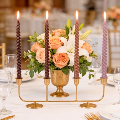 KONNI Coffee Spiral Taper Candles, 10 inch Gradient Twisted Candles,4 Pack Unscented and Smokeless Long Burning Candles with Cotton Wicks,Tall Candlesticks,Ideal for Weddings, Dinner Parties, and Home Décor - Image 4