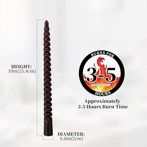 KONNI Coffee Spiral Taper Candles, 10 inch Gradient Twisted Candles,4 Pack Unscented and Smokeless Long Burning Candles with Cotton Wicks,Tall Candlesticks,Ideal for Weddings, Dinner Parties, and Home Décor - Image 3